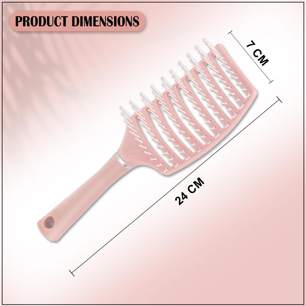 GLUN® Portable Detangling Hair Brush Pack of 1 Pink Colour, Curly & Straight Hair Brush for Women & Men Accessories Use in Salon, Home & Personal U