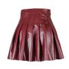 Women Pleated Skirt Faux Leather High Waist A-line Loose Hem Solid Color Clubwear Party Dance Skirt Above Knee Length Mini Skirt