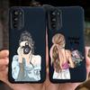 For Moto G52 Case G22 2022 Fashion Girl Flower Pattern Black Silicone Soft Phone Cover For Motorola Moto G52 G52 Cover G42 4G
