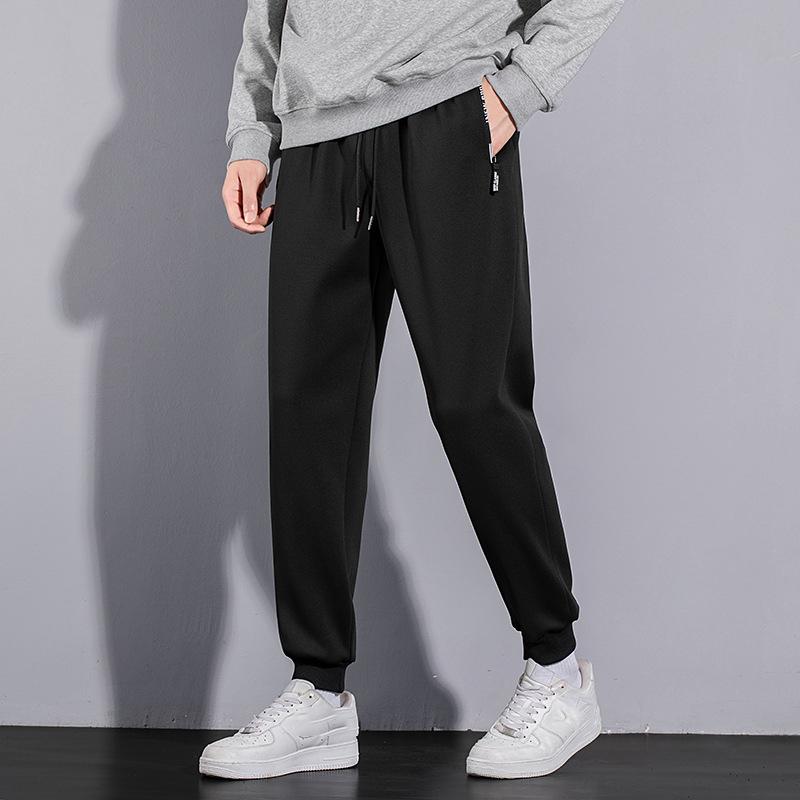 

Весенние и осенние спортивные повседневные брюки для мужчин, корейская версия свободных брюк Nine-minute, прямые брюки, однотонные цветочные спортивные брюки на молнии для мужчин M