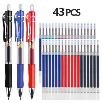 43 STÜCKE Gelstifte & Nachfüllungen Set Schreibwaren Kawaii Kugelschreiber Schwarz/Rot/Blau Tinte 0,5 mm Blauer Kugelschreiber Büro Schulbedarf