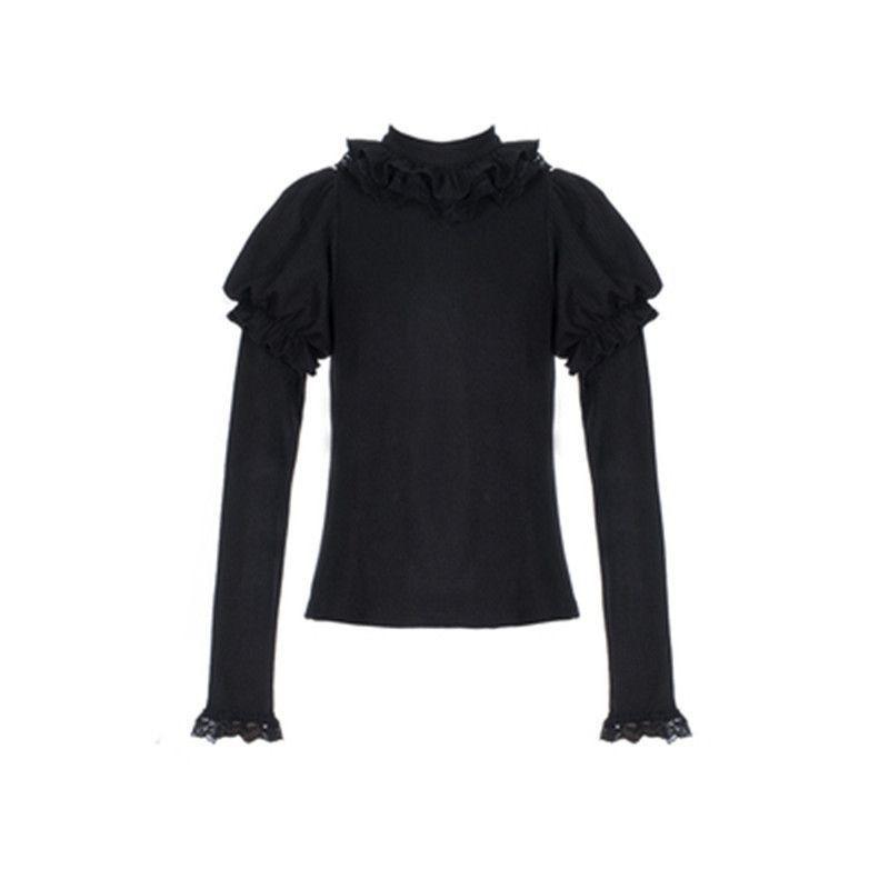 Base Sweater Original Design Pullover Sweet and Versatile Lolita Lace High Elasticity Skin Sleeves Knitted Wear Autumn/Winter Bottom Shirt for Women