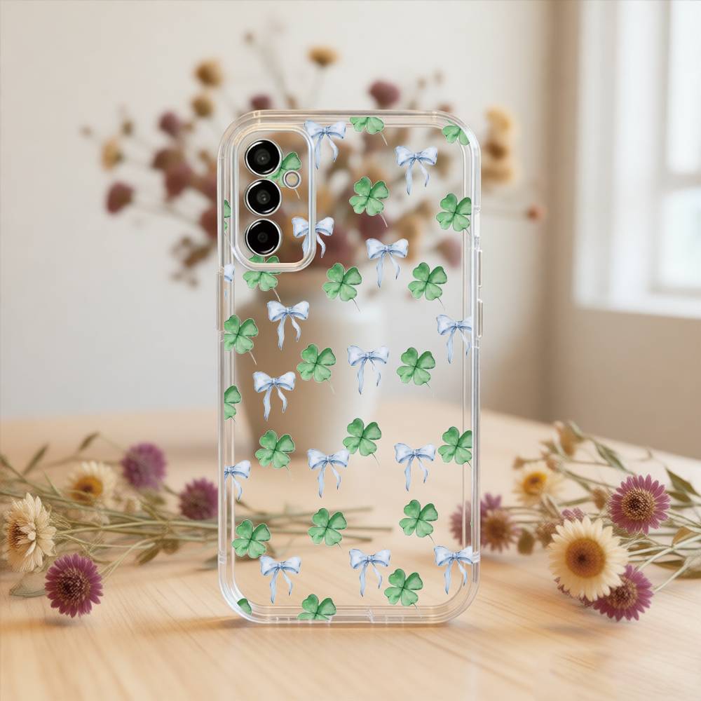 Sommer Grünes Glückliches Vierblättriges Kleeblatt.jpg Handyhülle Transparent Silikon Weich Für SamsungA10,12,20,21S,30,31,40,50,51,52,70,71
