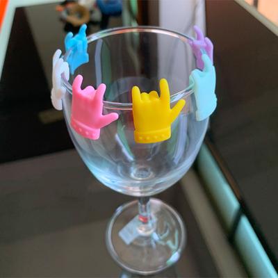 6Pcs Multicolor Silicone Finger Shape Wine Glass Markers Drinking Cup Identifier