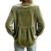 Women's V-Neck Lace Long Sleeve Blouse - Color Loose Fit Top for Everyday Wear