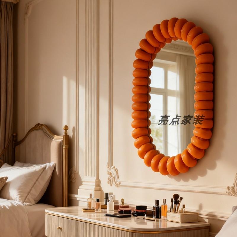 Nordic wall-mounted mirrors, irregular-shaped light luxury, popular home elliptical fireplace decorative mirrors, creative art