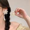 Fabric Chiffon Flower Pearl Earrings Elegant Fresh and Sweet Stud Earrings Niche Exquisite Fashion Versatile Earrings