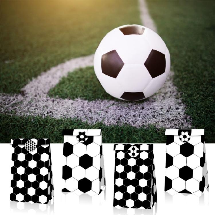 Athletic Event Gift Wrapping Kits Kraft Paper Bags and Soccer Field Designs Stickers Handmade Party Supplies