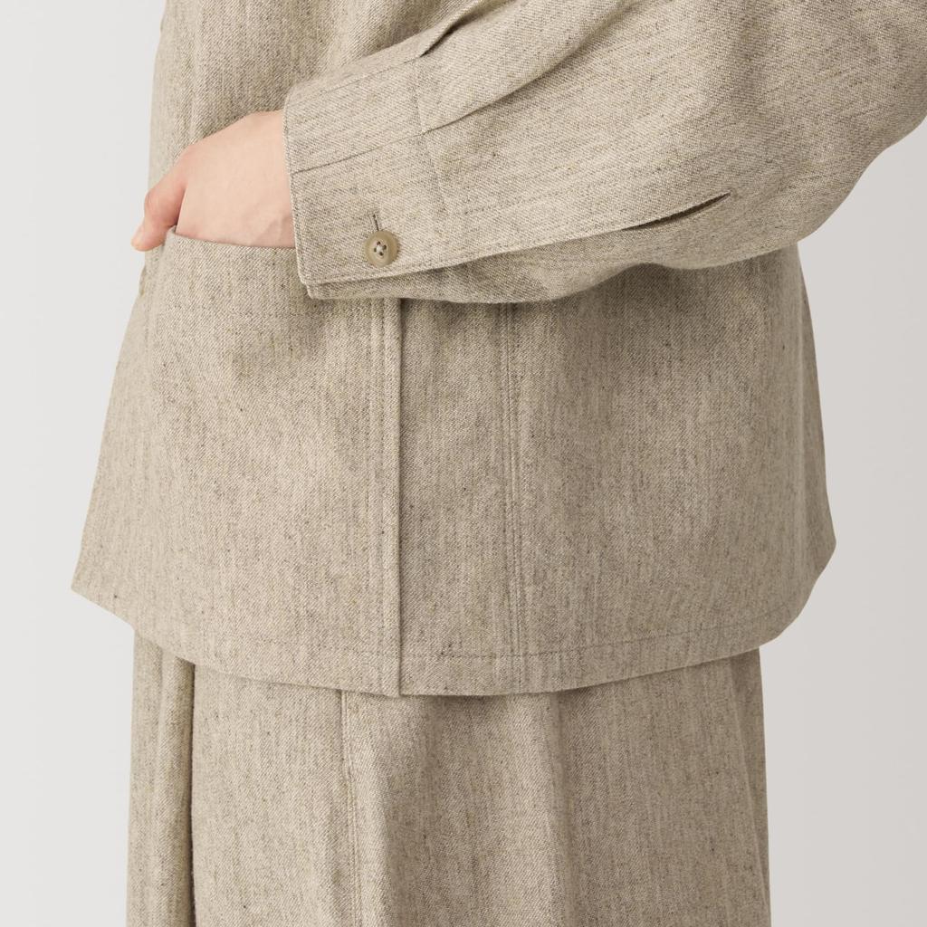 MUJI Wool Blend Shirt Size BG1QZA4A Women's Jacket, Beige, L,