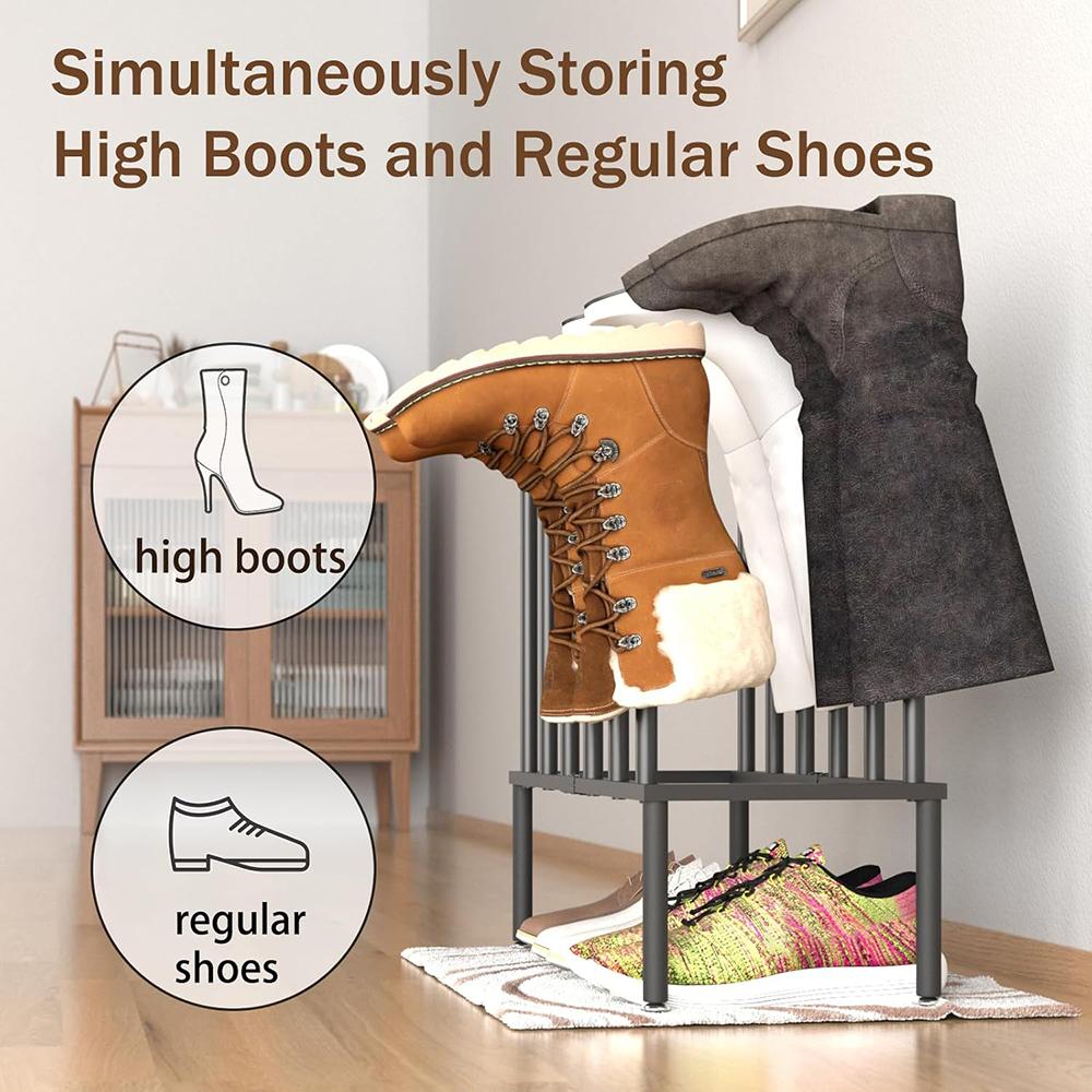 Boot Rack Shoe Organizer - Double Layered Boot Organizer for Tall Boots, Rain Boot for Entryway, Closet Floor