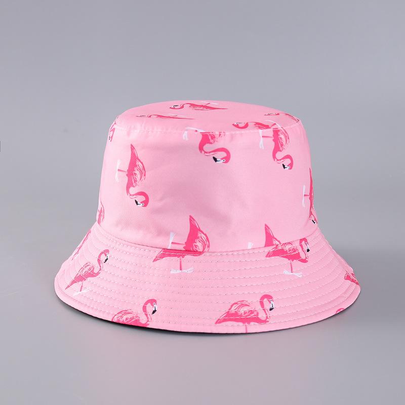 Flamingo Printed Bucket Hat European and American New Small Edge Basin Hat Double-sided Can Be Worn
