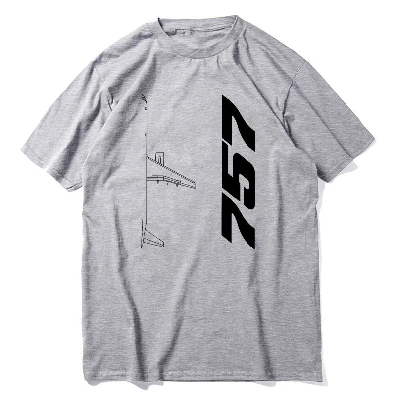 Tees Short Sleeve Clothes Gift Idea Boeing 757 Silhouette Top Men's Cotton Funny Crew Neck Airplane Lover