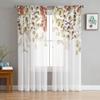Thanksgiving Autumn Spring Season Leave Light Voile Curtains Perfect for Bed Chamber Soft Tulle Window Panel Curtain Perfect for Living Room Sheer