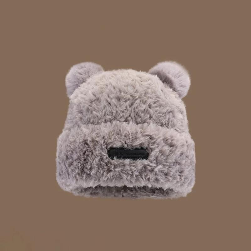 Adult Children Furry Ears Winter Hat Bear Hat New Year Winter Headwear