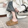 [Youshilai] Round head thick-soled casual slippers women's winter 2025 new retro casual versatile one-pedal