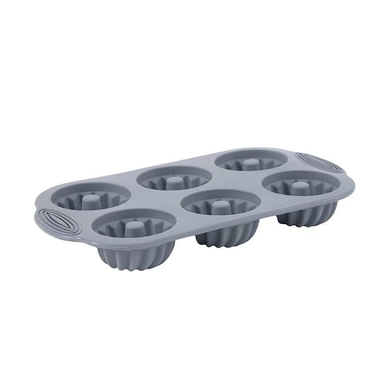 Food Grade Silicone 6-Cavity Donut Cake Mold for Easy Release Baking