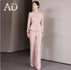AD Winter Damen High-End Pink Wollmischung Blazer & Hosen Set - Elegantes Professionelles Outfit