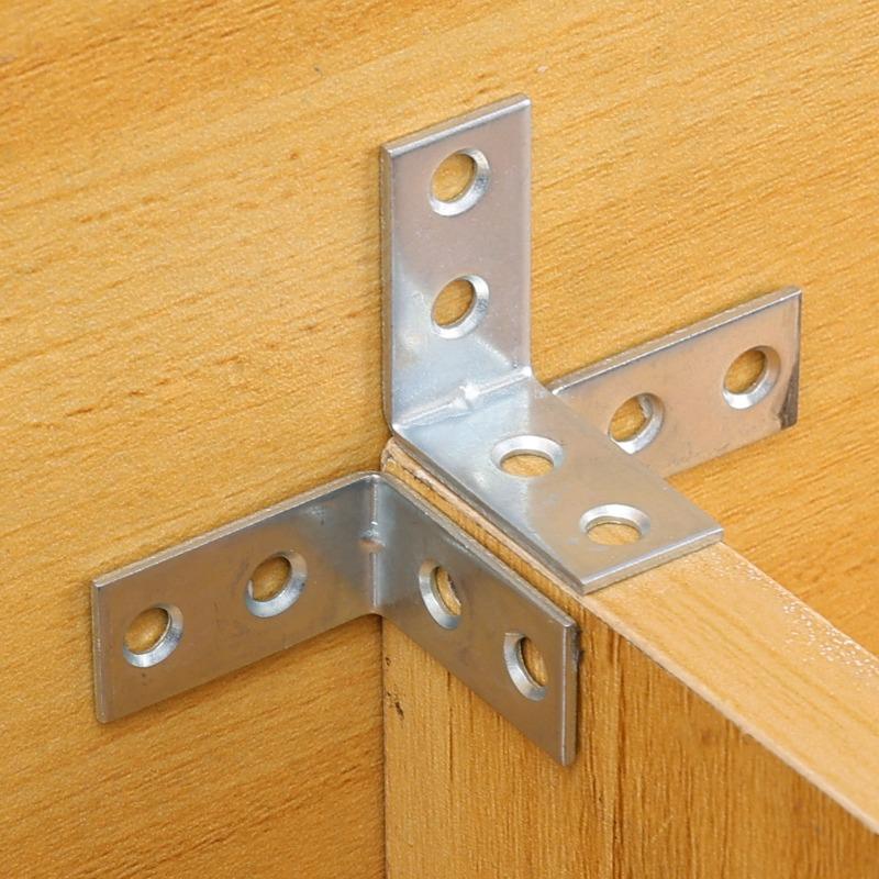 10/50Pcs L-Shaped Corner Brackets 90° Metal Corner Connector Shelf Wall Bracket Fixing Household Furniture Hardware Accessories