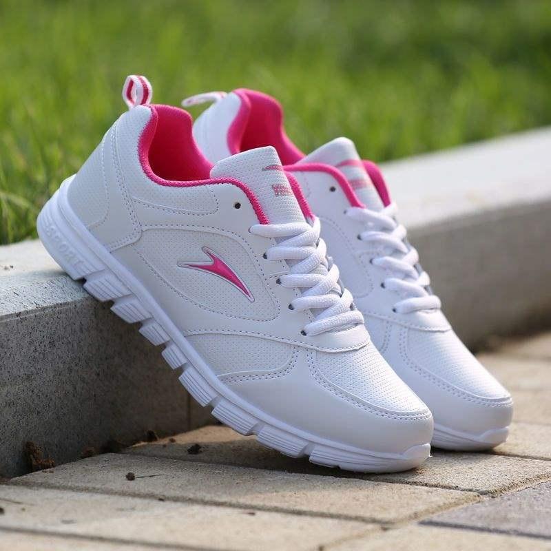 Waterproof Casual Leather Surface White Running Shoes White Ball Shoes Tennis Shoes