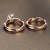 2Pc/Set Women's Dainty Rose Golden Color Twist Round Cut White Zircon Ring Set Bridal Engagement Ring Wedding Band Anniversary Gift