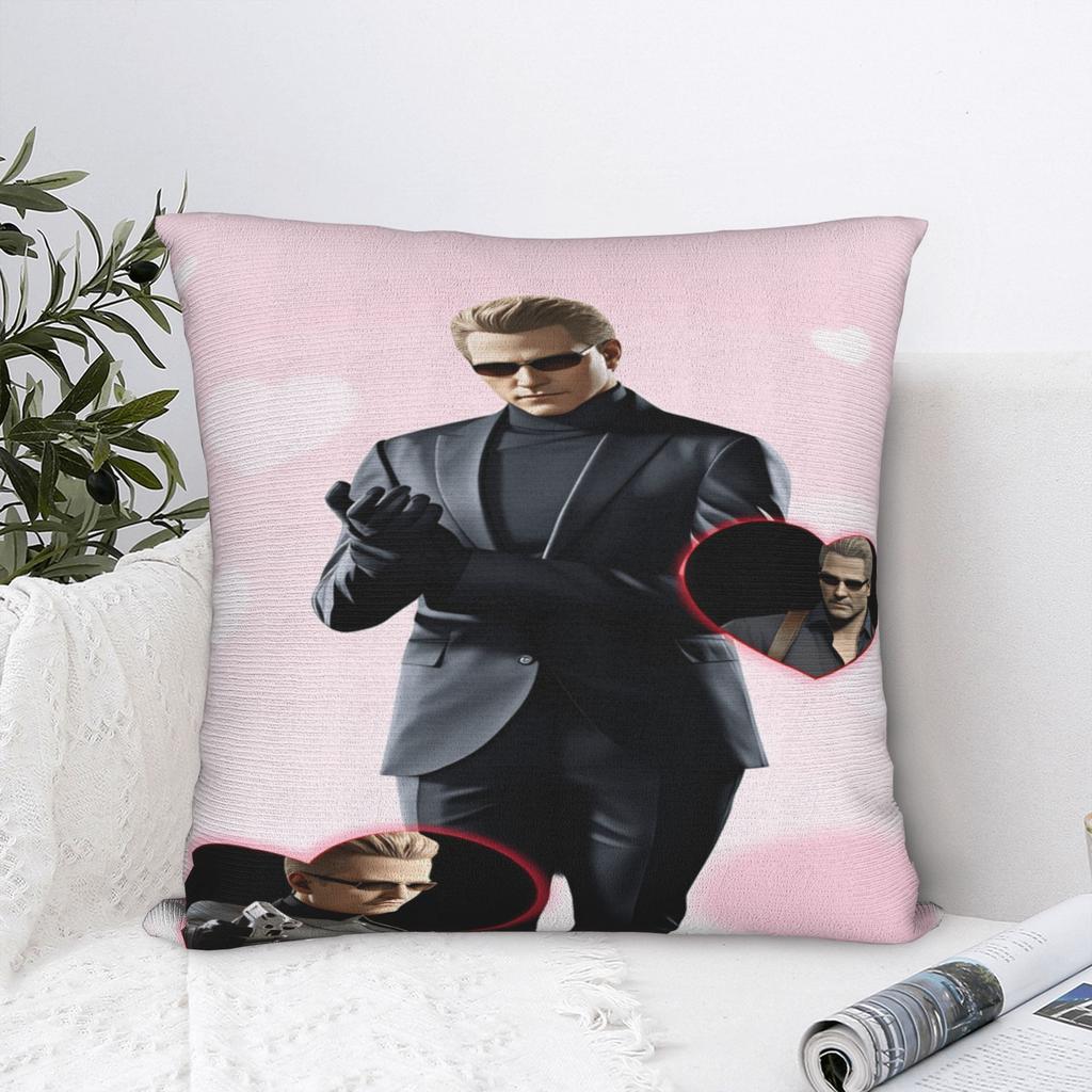 A-Albert W-Wesker Pink (2) Pillow Cover Cute Funny Pillow Case For Sofa Home Decoration Soft Pillowcases Birthday Gift