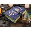 Leather Journal Sun and Moon Phase Notebook spell book of Shadows Grimoire journal Handmade Journal With Deckle Edge Paper Brass C lock