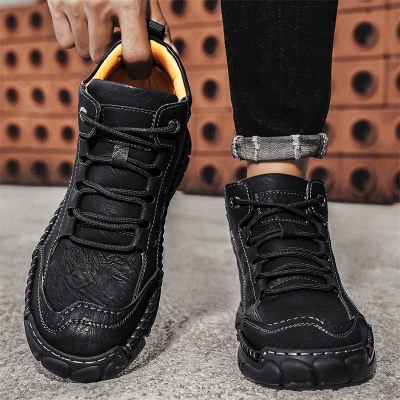 Men's High-top Leather Boots Casual Sneakers Outdoor Shoes