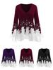 Elegant Women Ladies Long Sleeve V Neck Patchwork Tunic Tops For Casual Comfort