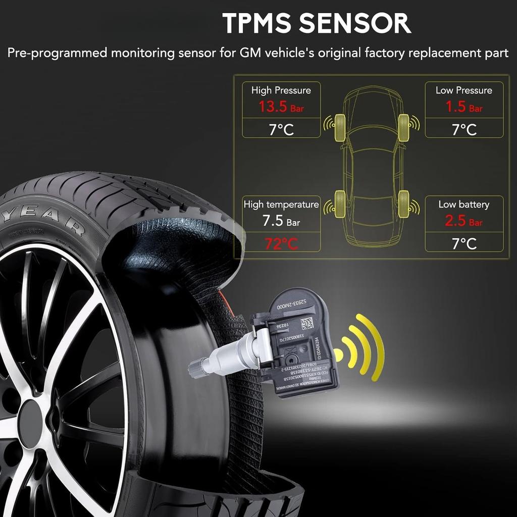 529332M000 315MHZ TPMS Reifendrucksensor Passend für Kia & Hyundai, Kia Soul Forte Optima Sorento Hyundai Accent Elantra GT Touring Sonata 529332M550