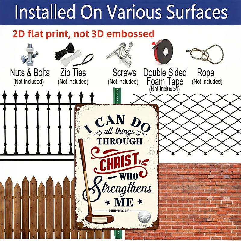 2D Flat 1pc Golf Christian Quote Metal Sign 7.87x11.81inch - Aluminum Golf Themed Inspirational Decor for Home, Garage, Golf Course, Man Cave