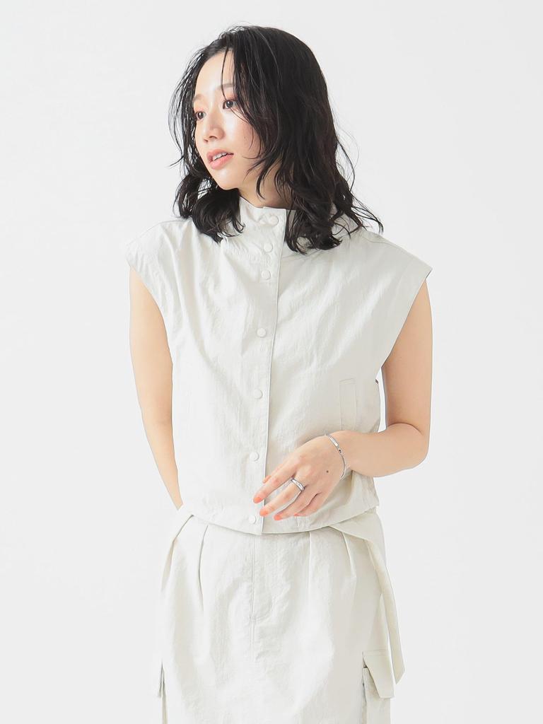 B:MING LIFE STORE by BEAMS Women's Water-Repellent Sleeveless Hoodie (S-M) IVORY M