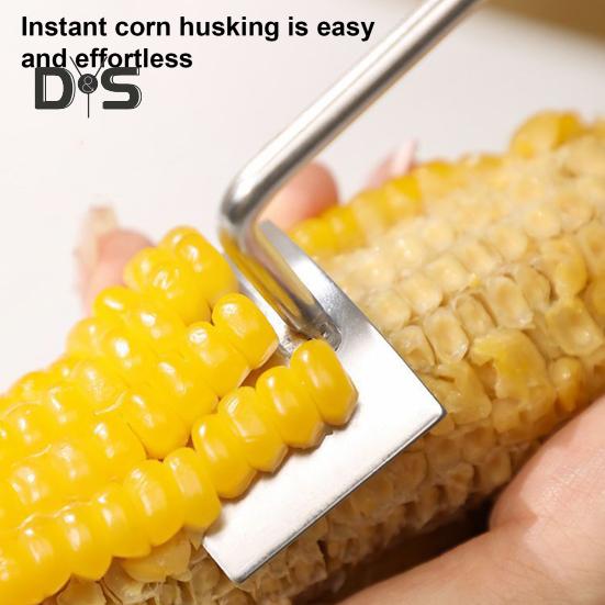 1/2Pcs Corn Peeler Stainless Steel Long Handle Wood Corn Cob Peeler for Fast Peeling Safe Efficient Corn Cob Stripping Tool