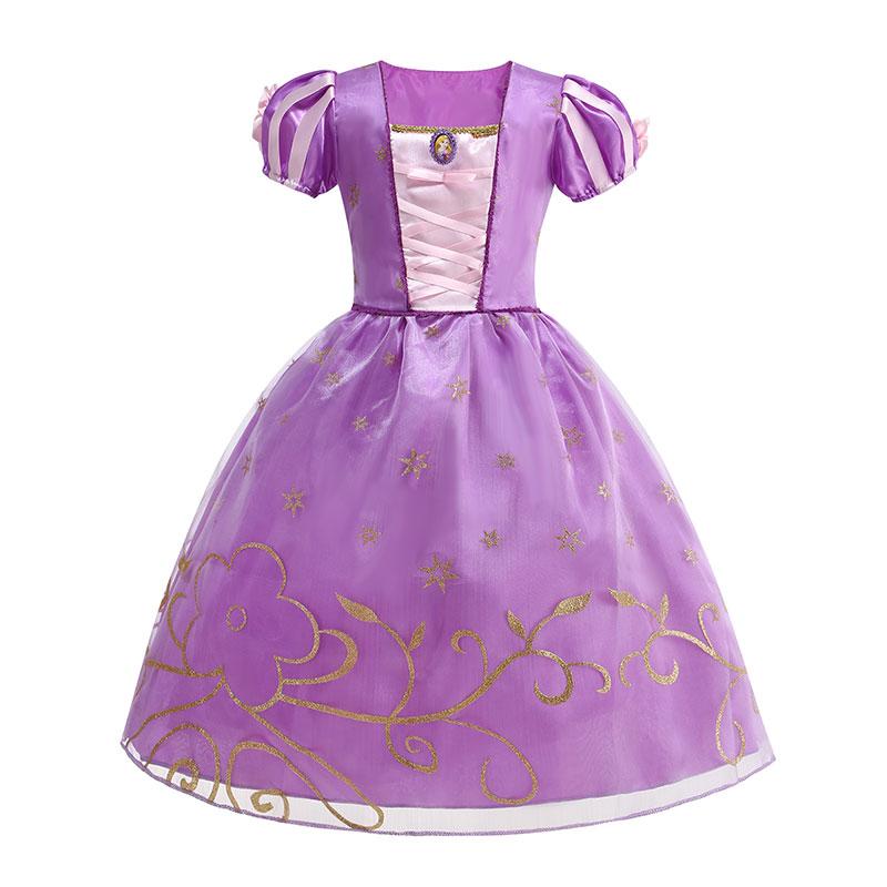 Girls Princess Costume Children Halloween Cosplay Vestidos Birthday Party Carnival DressUp Rapunzel Belle Aurora Disguise