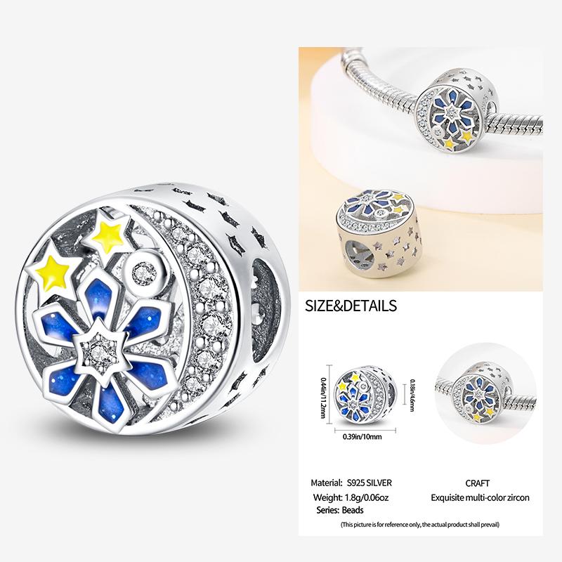 New In Star Moon Sun Series Charm Beads Fit Pandach Original Bracelet Women Copper Pendant Bead Jewelry Gift
