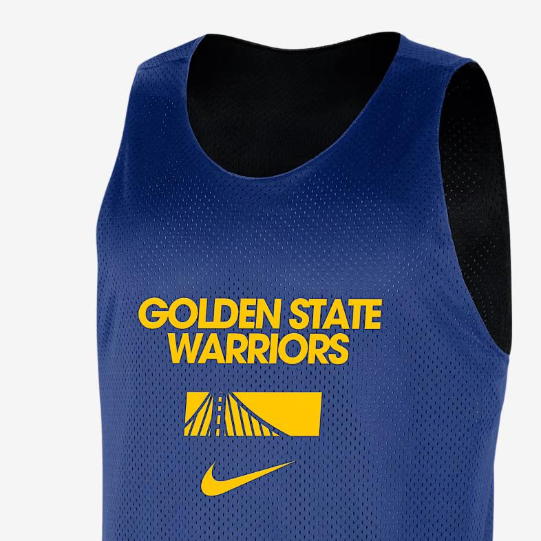 Nike NBA Golden State Warriors Sideline Mesh Lightweight Breathable Comfortable Basketball Jersey Men jersey Deep-Blue Black Amarillo FZ7765-495