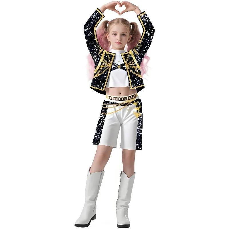 Girls Kpop Demon Hunter Rumi Zoey Mira Cosplay Costume Anime Idol Huntrix Uniform Suit for Halloween Carnival Party Outfits Gift