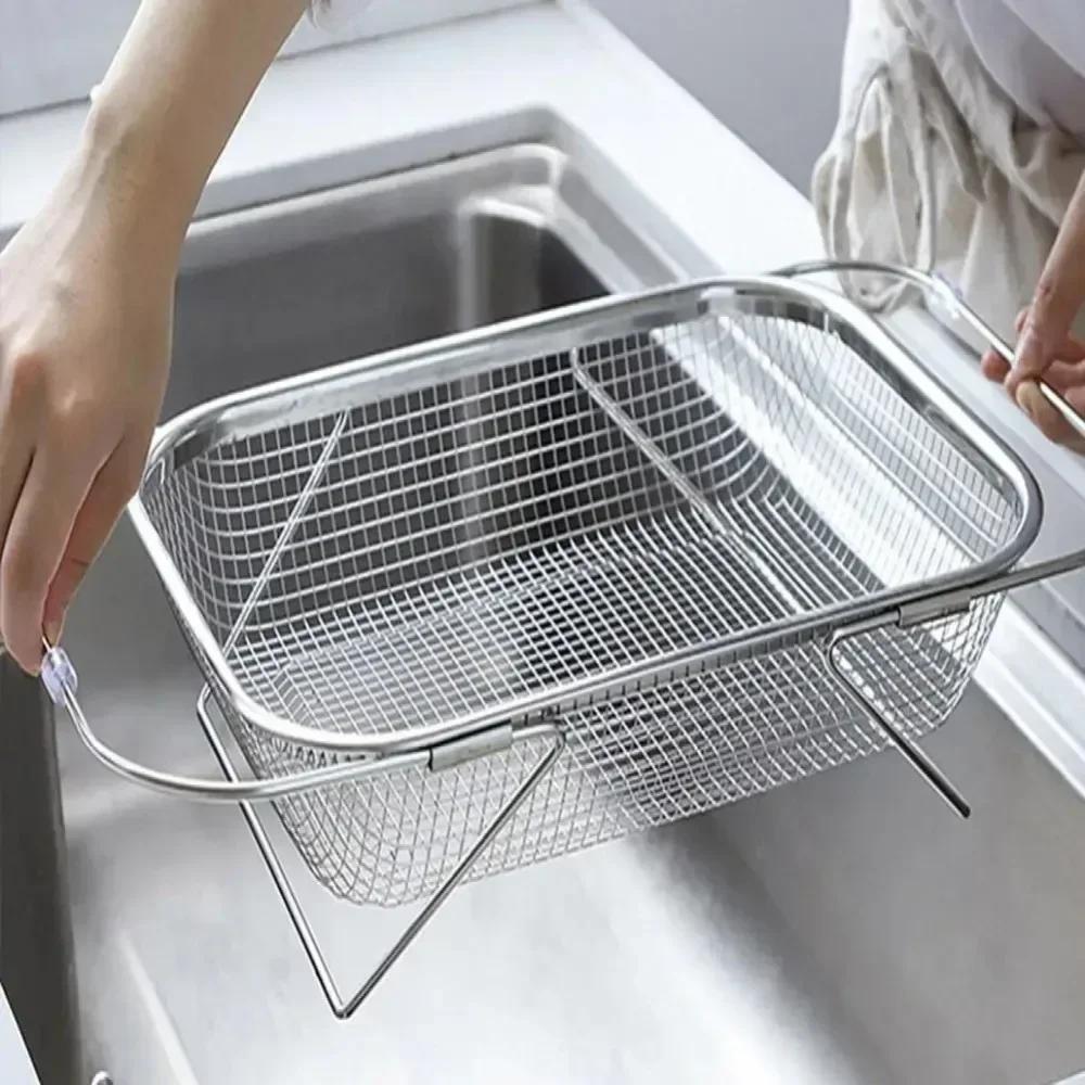 Neues ausziehbares Bestecktrockengestell Küchenspüle Abtropfkorb Edelstahl-Abtropfkorb Küchenaufbewahrungsschalen