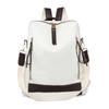 Women's Woven Soft Leather Backpack Large Capacity Color Contrast Multi-Purpose Travel Backpack