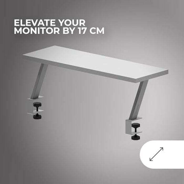 Marsgaming mgds, rehausseur de moniteur, élève le moniteur 17cm, support bureau ergonomique en acier, plateau fibre de carbone