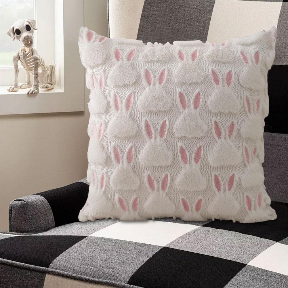 Easter Soft Cushion Case Faux Fur Pillow Case Decorative Throw Pillowcase for Easter Festivals Home Decor