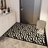 Modern Abstract Carpet Mat Rug Black White Geometric Pattern with Welcome Text Non-slip Home Decoration Floor Mat Welcome Mat