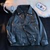 Men's Trendy European and American Street Fashion Loose PU Leather Motorcycle Jacket