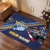 Leeds Rhinos Personalized Crystal Velvet Carpet, Customized Name Text Soft Anti‑Slip Rug for Living Room Bedroom