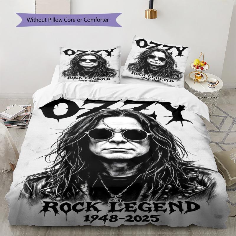 Ozzy Osbourne Black White Rock Legend Portrait Print 3 Pieces Duvet Cover Set Heavy Metal Bedding Bedroom Decor Without Pillow Core Comforter