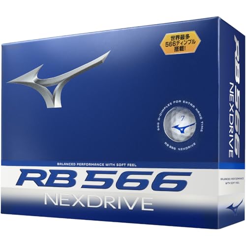 Mizuno RB 566 NexDrive Golf Ball: World's Most Dimpled, Distance-Driven Ball, Compatible with All Head Speeds, Soft Feel, 2-Piece Construction