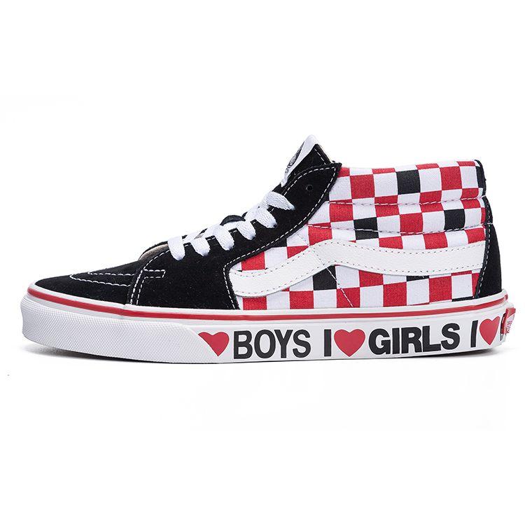 

Кроссовки унисекс Vans Sk8-Mid Checkerboard — I Heart Red Black True-White VN0A3WM3WKU