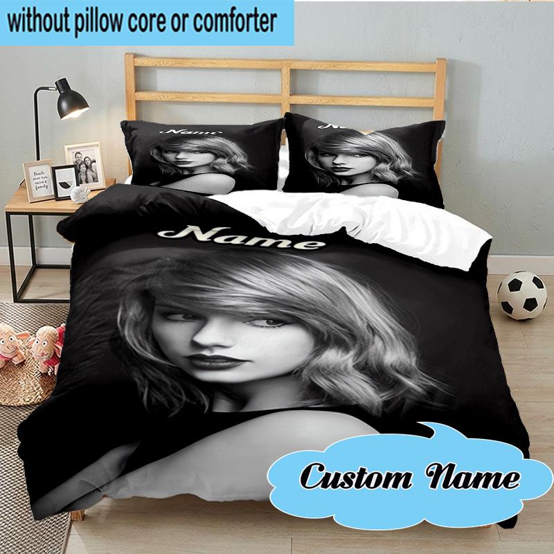 Custom Name 3PCS Taylor Art Bedding Set, Including 1pc Duvet Cover And 2pcs Pillowcases, Suitable for Dorms and Bedrooms Gift