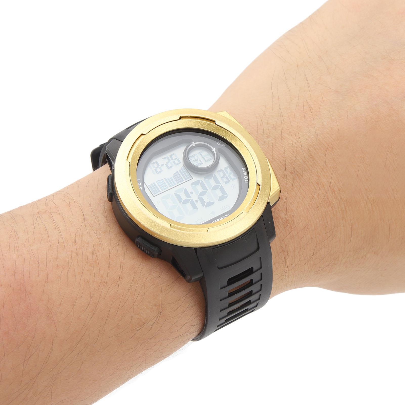 Men Digital Sports Watch Outdoor Sports Electronic Watch Shock Resistant 50M Swimming Waterproof Rubber Strap Large Display