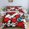 3D Rose Flower Duvet Cover King Size 210x210cm Polyester Bedding Set 23pcs with Zipper Closure