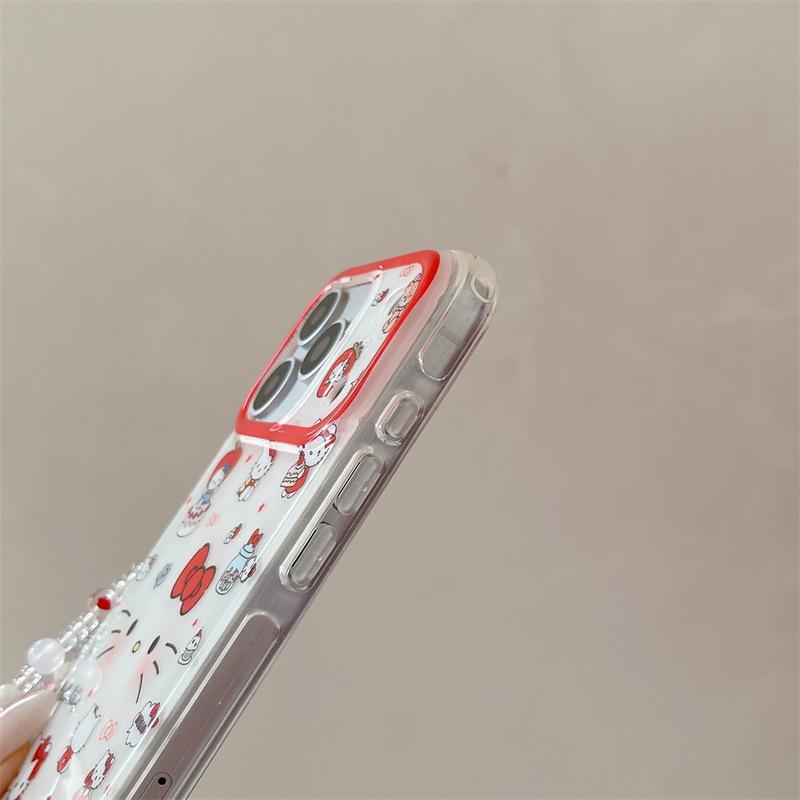 Korean Sweet Cat Chain Phone Case for iPhone 17/16 Pro Max/15/14